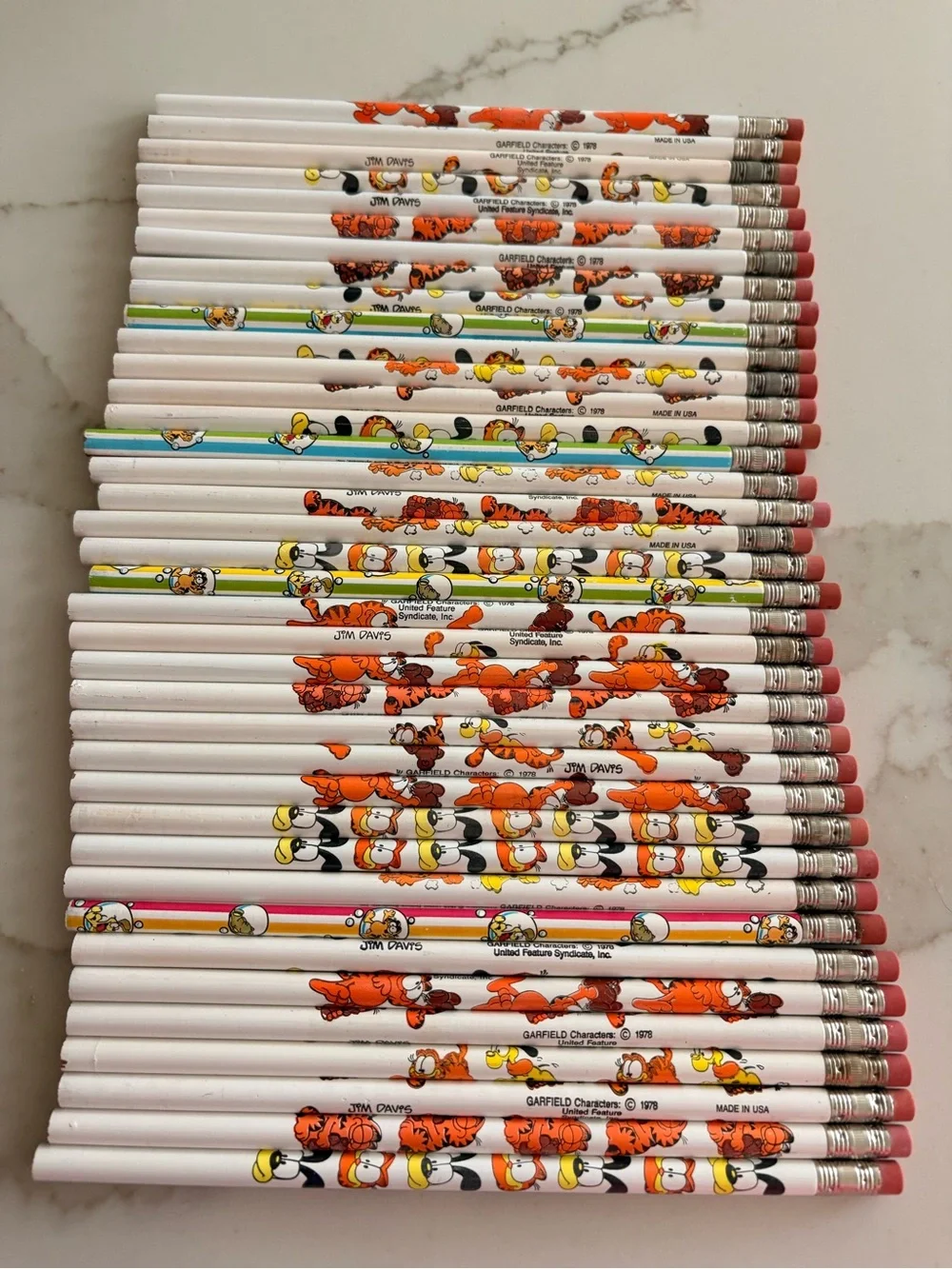 Collection of vintage 1978 Garfield wood pencils